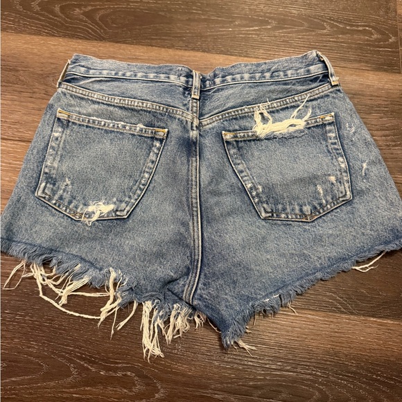 Agolde Blue Distressed Jean Shorts - Picture 4 of 4